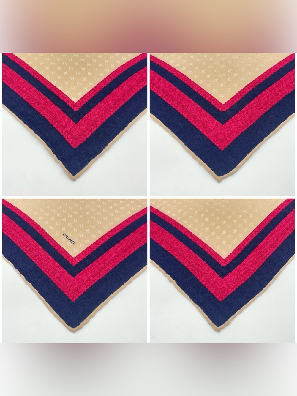 Large CHANEL Cream Scarf with Box - Picture 6 of 10